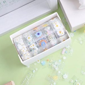 ست 5 رول نوار Washi Midsummer Daisy Tape Washi Tape تزئینی گلدار ناز برای لوازم ژورنال صنایع دستی DIY