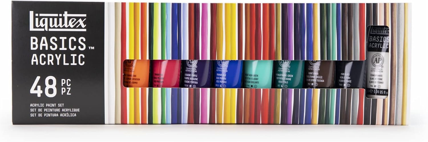 ست رنگ اکریلیک Liquitex Basics 48X22Ml ردیف، رنگ های اکریلیک دارای مقاومت عالی در برابر نور هستند، زرد نمی شوند و در برابر پیری با روکش براق ابریشمی مقاوم هستند.