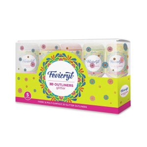 کیت پر زرق و برق Fevicryl 3D Outliners 20ml X 5 Fabric and Multi-Surface Outliners 3D Assorted, Multi Color Diy Art & Craft ایده آل برای هنرمندان، هدیه دادن