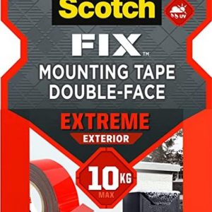 Scotch Mount Extreme Exterior Tape 19mm x 1.5m, 1 Roll/pack | 1 کیلوگرم را تحمل می کند. در هر 15 سانتی متر | رنگ خاکستری | فوق العاده قوی | چسبندگی بالاتر | چند سطحی | بدون ابزار | نوار چسب دو طرفه