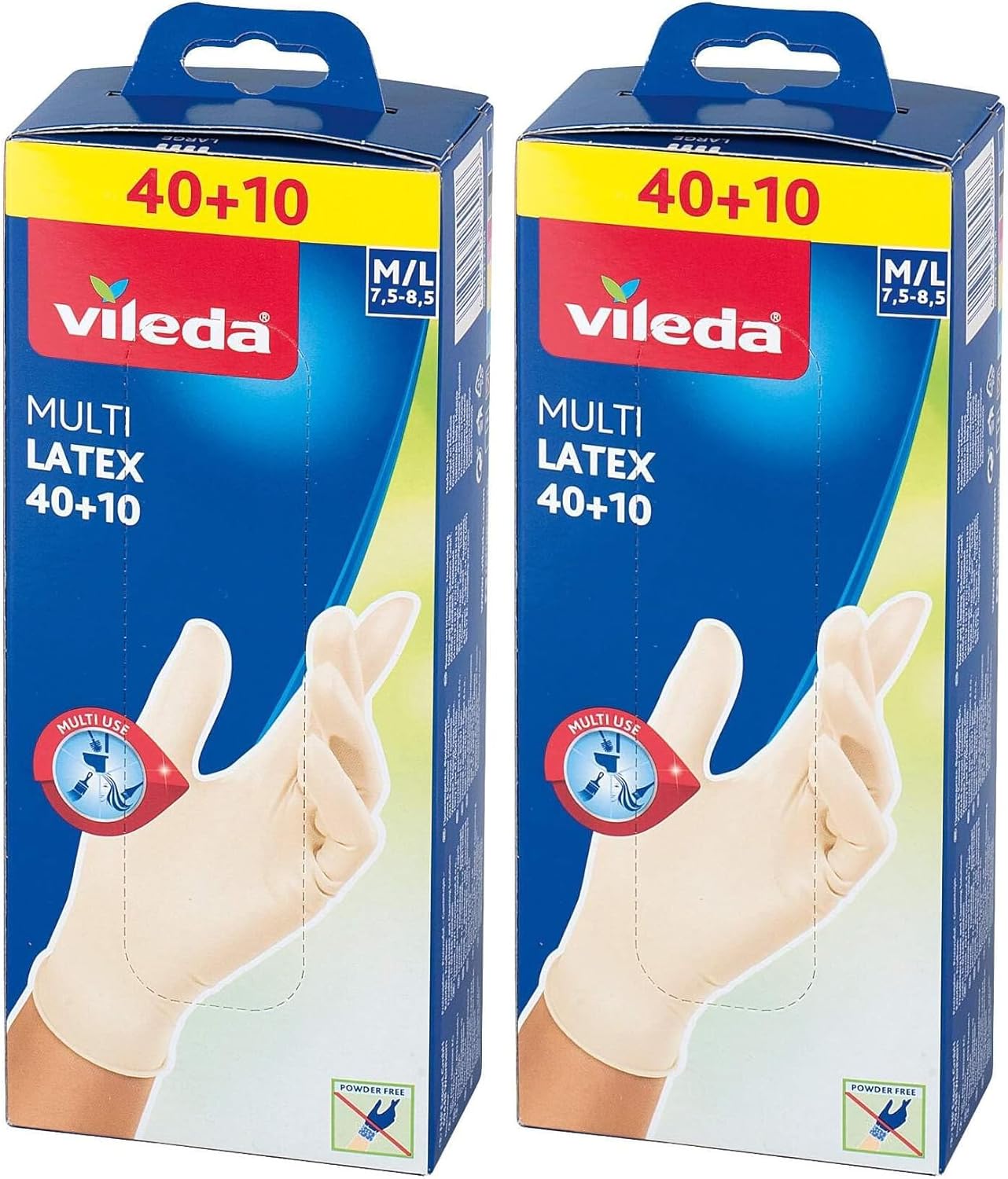 دستکش مالتی لاتکس یکبار مصرف Vileda، بدون پودر، پوشیدن دوسویه، بسته 100 عددی، سفید، متوسط/بزرگ، 2319701