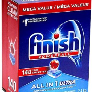 شوینده ماشین ظرفشویی اتوماتیک Finish Powerball، همه در 1 تمیز کننده فوق العاده قدرتمند، 2.4 کیلوگرم – 140 زبانه