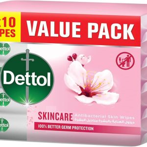 دستمال مرطوب پوست ضد باکتری Dettol Skincare بسته 10×5