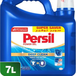 شوینده مایع لباسشویی ژل پاور Persil، فناوری تمیز کردن عمیق برای ماشین های لباسشویی با بارگیری بالا، تمیزی کامل، فوم متراکم و طراوت طولانی مدت، بسته بندی 7 لیتری و تکنیک دوز آسان