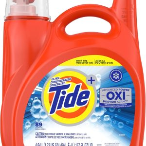 Tide Oxi + Ultra Advanced Power Ultra Concentrate، با راندمان بالا توربو تمیز، مایع لباسشویی مایع لباسشویی – 89 بار، لکه زدایی اضافی برای سفید و رنگ (4.64 لیتر)