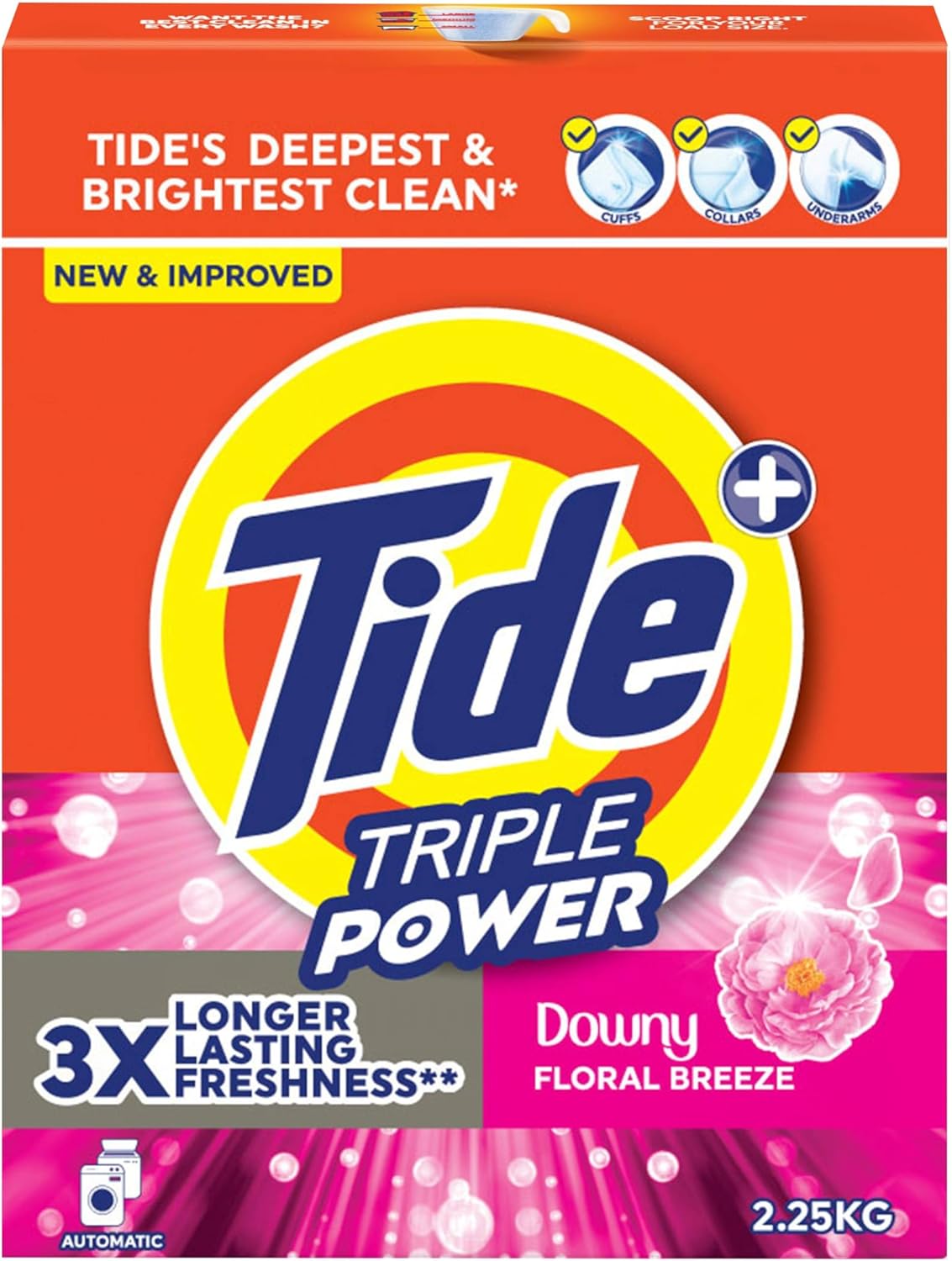 Tide Triple Power Floral Breeze، 2.25 کیلوگرم، پودر شوینده لباسشویی