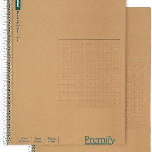 مجموعه نوتبوکهای مارپیچ نقطهدار 2 عددی Premify، شبکه نقطهای 5 میلیمتری (A4)، Note Basic 8.98 x 11.69 اینچ، 100 برگ 0.5 میلیمتری سوراخ 19.1 میلیمتری کاغذ نوشتن کویل 80 گرمی مناسب برای ریاضیات و لوازم مدرسه