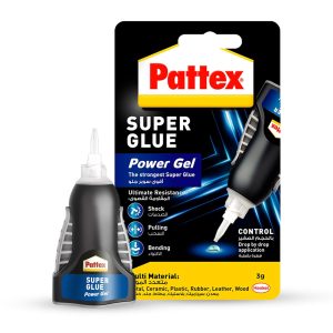 Pattex Super Glue Power Gel Control | چسب شفاف همه منظوره برای مواد انعطاف پذیر با نازل دقیق | سازگار با فلز، سرامیک، لاستیک، چرم و چوب | قابل شستشو در ماشین ظرفشویی | 3 گرم (بسته 1 عددی)