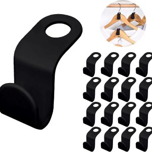 کانکتور ZOBER Hangers – گیره های افزایش دهنده فضای ذخیره سازی سنگین – قلاب رابط آویز لباس، قلاب آویز چند سطحی – قلاب اتصال آویز کمد کلاس S Type Premium (بسته 30 عددی، مشکی)