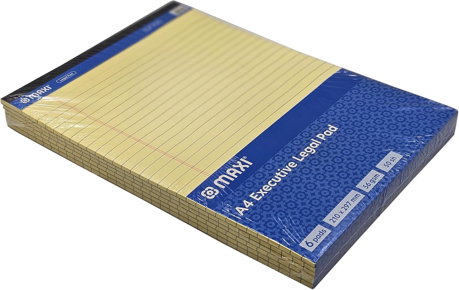 دفترچه یادداشت قانونی Maxi زرد A4 21.0 x 29.7 سانتی متر بسته 6 تایی - پد قانونی خالی برای خانه، اداره، مدرسه، تجارت - 50 برگ در هر نوت بوک