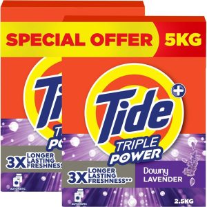 Tide Triple Power Lavender، 2.5 کیلوگرم در 2، پودر شوینده لباسشویی