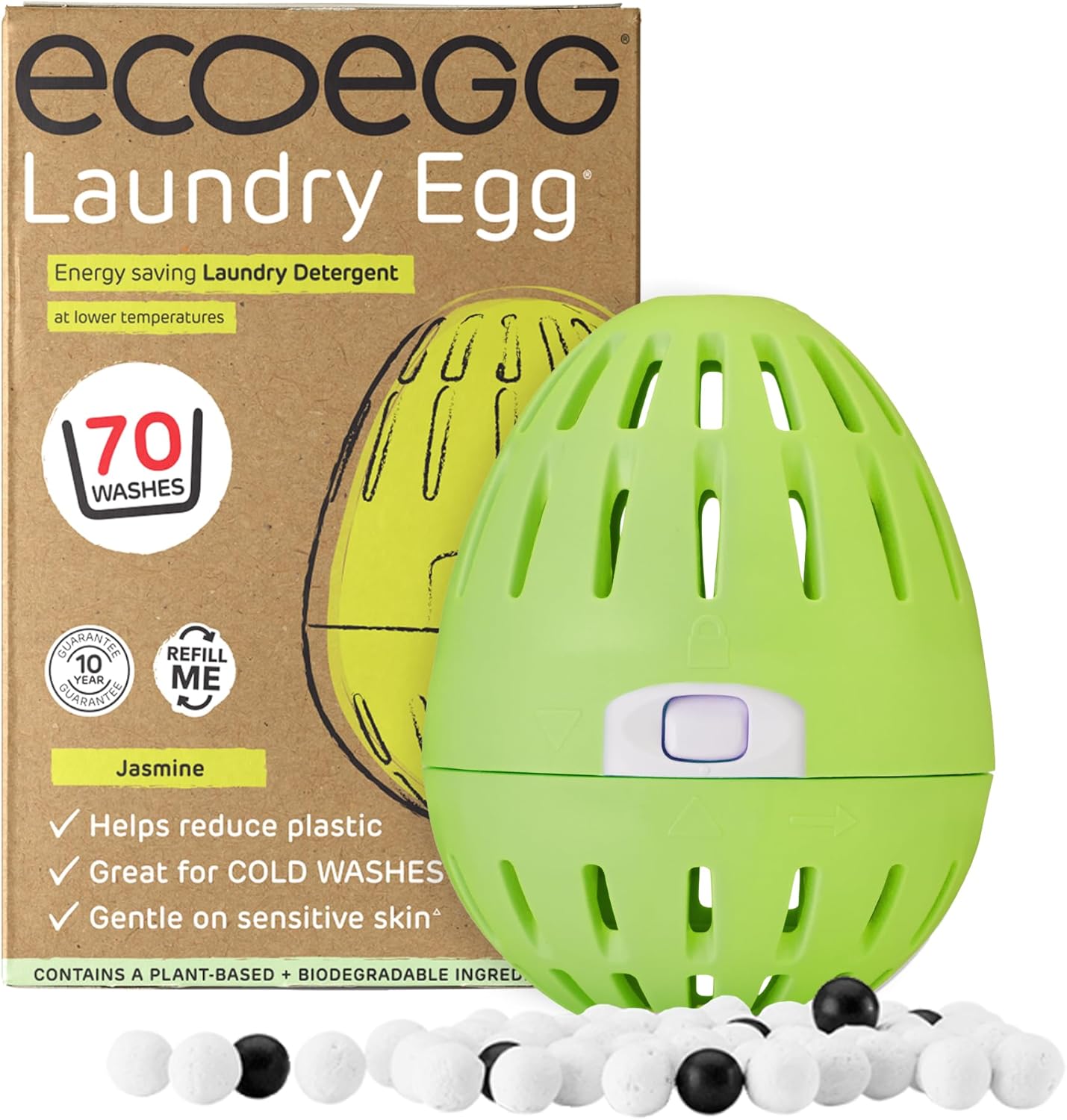 Ecoegg Laundry Egg | تعویض نرم کننده مواد شوینده و پارچه | غیر زیستی، آنزیمی، فسفات، سفید کننده کلر | پوست حساس | یاس 70 شستشو