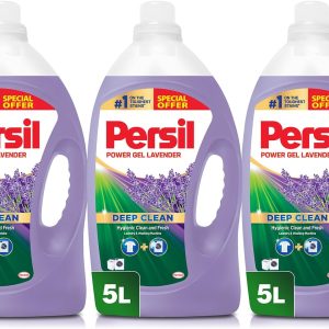 شوینده مایع لباسشویی ژل پاور Persil، با فناوری Deep Clean، اسطوخودوس، بسته سه عددی، 3x5L = 15L [اختصاصی آمازون]