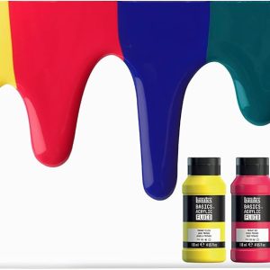 رنگ اکریلیک سیال اکریلیک Liquitex Basics 6 عدد رنگ های متنوع، با ثبات روان، خشک شدن سریع، بدون محو شدن، ضد آب، بر پایه آب