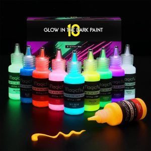 Magicfly Glow در رنگ تیره، 10 رنگ فوق العاده روشن (20 میلی لیتر / 0.7 اونس) رنگ درخشان، درخشش خود روشن طولانی مدت در رنگ اکریلیک تیره برای آثار هنری، پروژه های DIY، ایده آل برای تزئینات هالووین
