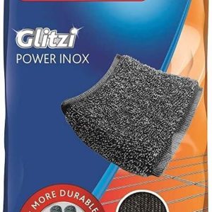 پد تمیز کردن فلزی Vileda Glitzi Power Inox 2 عدد، پارچه سخت، بهداشتی، کارآمد (2 عدد در هر بسته)