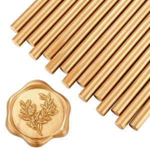 چوب موم آب بندی 15 تکه طلای سبک برای تفنگ چسب، ایده آل برای دعوت عروسی، پاکت نامه، کارت، بطری، ایده های هدیه کریسمس، و پروژه های صنایع دستی