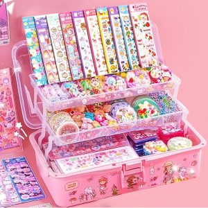 کیت هنر و کاردستی DIY برای دختر بچه ها 5 6 7 8 9 10 11 12 ساله، کیت ساخت استیکر برای کودکان ست کرم چسب کرم همراه با استیکر هدیه تولد برای دختران 6 تا 12 ساله