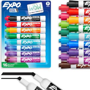 نشانگرهای پاک کننده خشک EXPO با بوی کم، نوک اسکنه، رنگ های متنوع، 16 تعداد