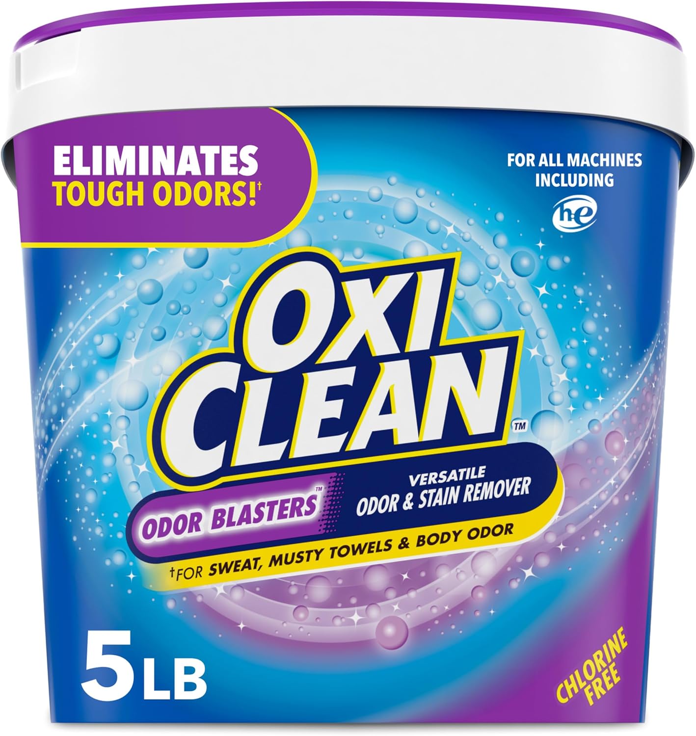 پودر پاک کننده بو و لکه OxiClean، حذف کننده بوی بد لباسشویی، 5 پوند