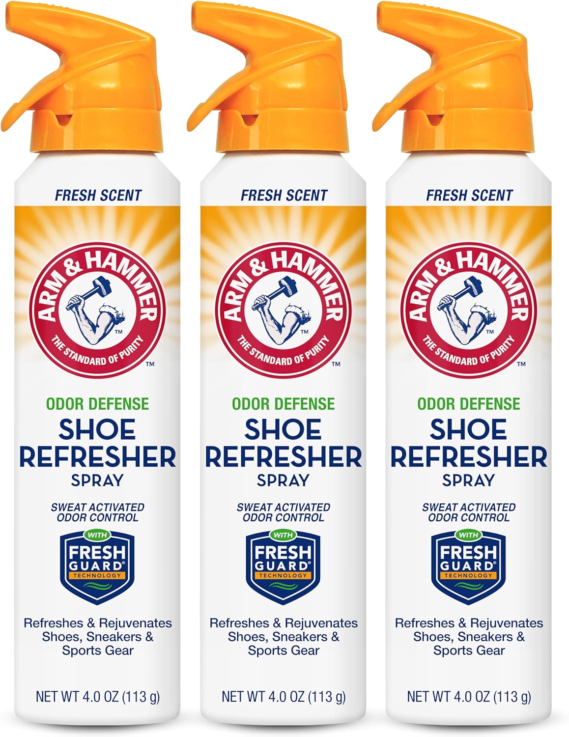 اسپری خوشبو کننده کفش ARM & HAMMER، از بین برنده بو چند منظوره برای انواع کفش، اسپری خوشبوکننده کفش، 4 اونس (3 بسته)