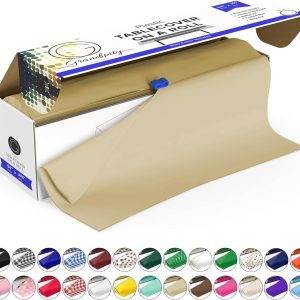 رول رومیزی پلاستیکی Grandipity – 54 اینچ x300 اینچ رومیزی پلاستیکی بژ برای مهمانی ها یکبار مصرف با جعبه کاتر – رومیزی یکبار مصرف رومیزی یکبار مصرف رومیزی میز مستطیلی و گرد