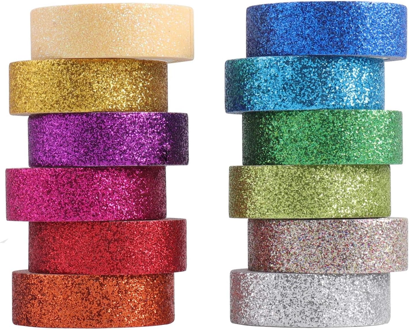 Tazweeq DIY Glitter Tape Tape Washi, 12 Rolls Masking Tape, Sparkle Tape Decorative for DIY, Art, Scrapbook Tape, Decor & Craft, Colorful Tape Wide Tape Hand Account Tapes Paper Sticker