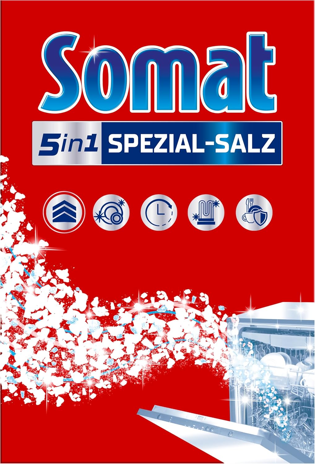نمک مخصوص SOMAT (1.2 کیلوگرم)، نمک ماشین ظرفشویی برای عملکرد بهتر شستشو، نرم کننده آب ماشین ظرفشویی در برابر آهک برای نتایج درخشان و عمر طولانی تر عمل می کند.