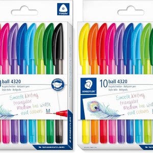 STAEDTLER 4320 MC10 Stick Rainbow Pen Ballpoint – رنگ های متنوع (بسته 20 عددی)