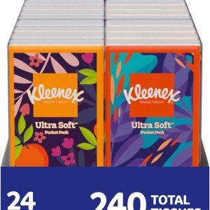 دستمال کاغذی صورت Kleenex On-The-Go، 72 بسته در حال حرکت (3 سینی 24 بسته)، 10 دستمال در هر جعبه (720 پارچه کل)، 3 لایه، بسته بندی ممکن است متفاوت باشد