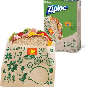 کیسه های ساندویچ کاغذ Ziploc، قابل بازیافت و مهر و موم با طرح های سرگرم کننده، 50 تعداد
