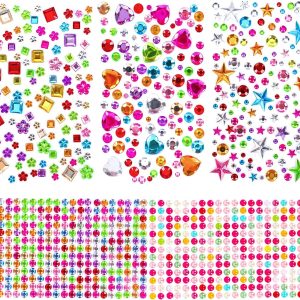 ELECDON Gem Stickers Rhinestones for Crafts خود چسب جواهرات برچسب، سنگهای اکریلیک DIY Craft تزئینی الماس برچسب، برچسب های کوچک برای کودکان، 880 عدد