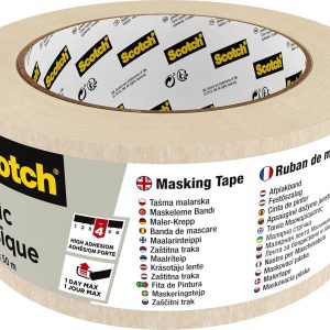 نوار ماسک اولیه اسکاچ 48mm x 50m، 1 رول/بسته | رنگ بژ | پوشش و محافظت | چسبندگی متوسط ​​به بالا | برای دیوار، فلز، چوب و غیره | آسان برای حذف بدون باقی مانده