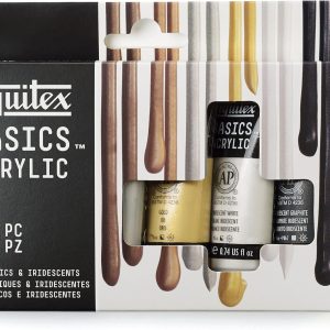 مجموعه رنگ اکریلیک Liquitex Basics 6X22Ml فلزی و ردیف رنگین کمانی، رنگهای اکریلیک دارای مقاومت نوری عالی هستند، زرد نمیشوند و مقاوم در برابر پیری با روکش براق ابریشمی هستند.