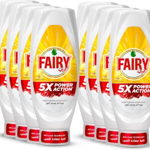 صابون مایع ظرفشویی Fairy 5X Power Action Lemon، 730 میلی لیتر – بسته 8 عددی