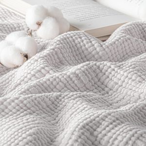 پتوی نخی پرتابی Mezcla Muslin Exclusivo، پتوهای گازی 4 لایه تنفسی و سبک با حاشیه برای کاناپه، نرم، تزئینی، 50