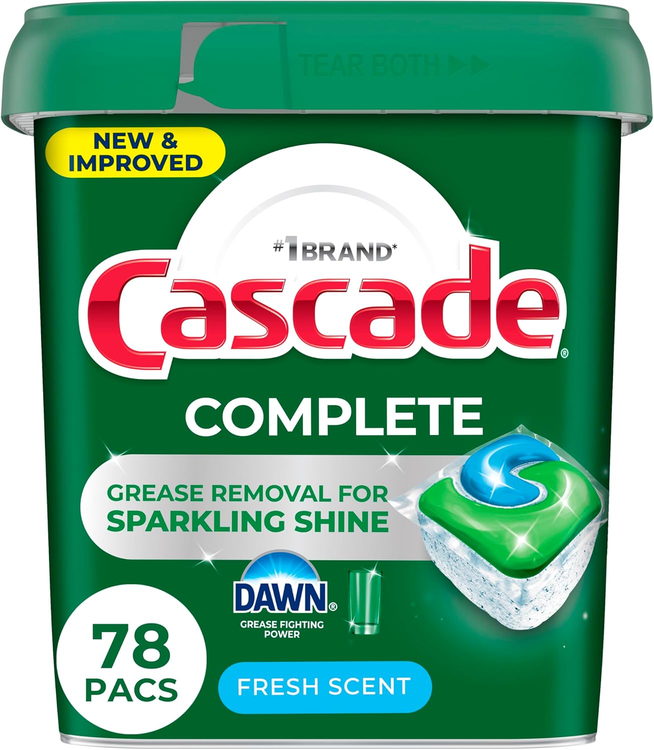 غلاف ماشین ظرفشویی Cascade Complete - Fresh Scent ActionPacs، مواد شوینده ماشین ظرفشویی، صابون ماشین ظرفشویی، غلاف های شوینده، 78 عدد