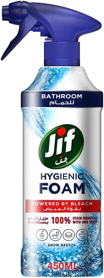 اسپری فوم بهداشتی JIF مجهز به سفید کننده، حمام، برای از بین بردن 100٪ لکه، 450 میلی لیتر