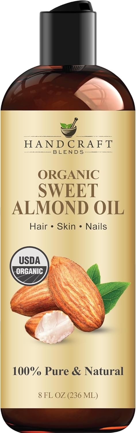 ترکیب روغن بادام ارگانیک Handcraft - 8 Fl Oz - 100% خالص و طبیعی - روغن درجه یک برای پوست و مو - روغن حامل - روغن مو و بدن - روغن ماساژ - بدون هگزان