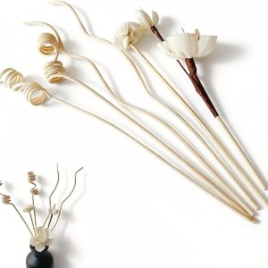 ست 6 تکه استیک پخش کننده چوب دستی با پرکننده های گل، کیت پخش کننده عطر نی خانگی برای دکور آروماتراپی، دفتر کار اتاق نشیمن با بوی ماندگار