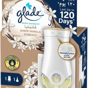 خوشبو کننده هوا برقی Glade، Sheer Vanilla Embrace، پخش کننده روغن معطر، خوشبوکننده برقی هوا، عطر مداوم خانگی، عطر تا 120 روز، 20 میلی لیتر