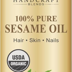 Handcraft Blends Organic Sesame Oil – 8 Fl Oz – 100% خالص و طبیعی – روغن حامل درجه یک برای پوست و مو – مو و بدن – ماساژ – Exeller-Pressed و بدون هگزان