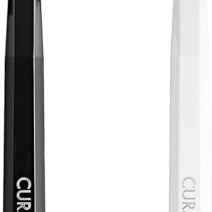 Curaprox Black بسته 2 عددی مسواک سفید است، مسواک فوق نرم، حذف پلاک، جفت با مشکی، خمیر دندان سفید کننده فلوراید سفید، برس های تزریق شده با کربن فعال