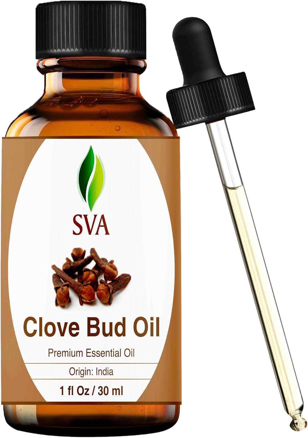 SVA Clove Essential Oil – 1 Fl Oz – 100% Natural Clove Oil – برای پخش کننده، مراقبت از مو، صورت، مراقبت از پوست، رایحه درمانی، ماساژ پوست سر و بدن، ساخت صابون و شمع – با قطره چکان