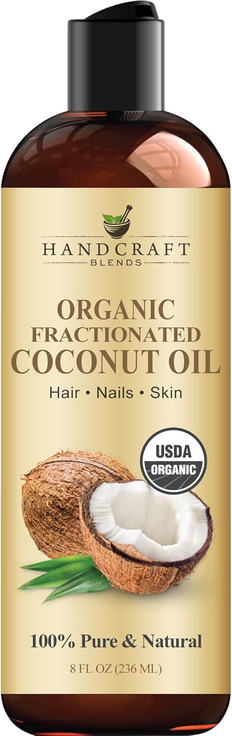 Handcraft Blends Organic Fractioned Oil Coconut - 236 ml - 100% خالص و طبیعی - روغن حامل درجه عالی برای پوست و مو - مو و بدن - ماساژ