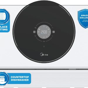 ماشین ظرفشویی رومیزی Midea 6 Place Setting، صفحه نمایش لمسی فوق العاده واقعی، حالت بارگذاری سریع، خشک شدن خودکار باز، روکش آینه، ضد خش و لکه- WQP6-3609W-G (سفید)