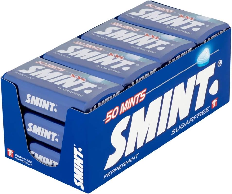 نعناع فلفلی Smint XL - نعناع های بدون شکر بسیار بزرگ - طراوت ماندگار در هر زمان و هر مکان - بدون گلوتن و گیاهخواری، مولتی بسته 12 قلع (50 نعنا در هر قوطی)