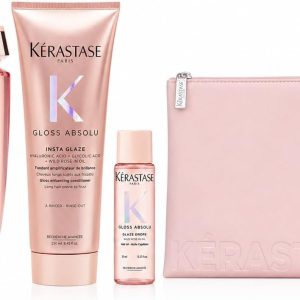 شامپو Kérastase Gloss Absolu 250ml + حالت دهنده 250ml (ست 2 تکه) | بسته انحصاری با روغن موی سایز مسافرتی رایگان (15 میلی لیتر) و کیسه