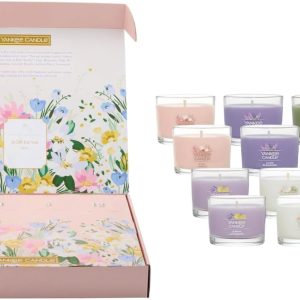 شیشه های کوچک شمع نذری نذر Yankee Candle، بسته متنوع روز مادر، شمع ترکیبی موم سویا طبیعی با فیبر فیبر طبیعی، شیشه شیشه ای 1.3 OZ، بسته 12 سی تی واریته