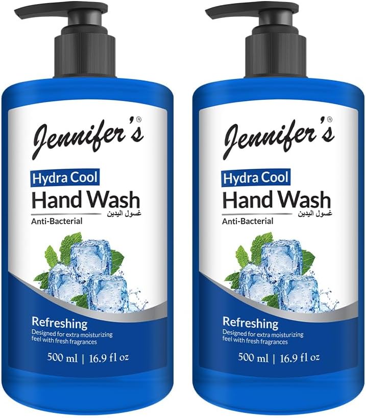شوینده دستی هیدرای خنک جنیفر، ضد باکتری، طراوت و مرطوب کننده با رایحه تازه، بسته 2 عددی 500 میلی لیتری